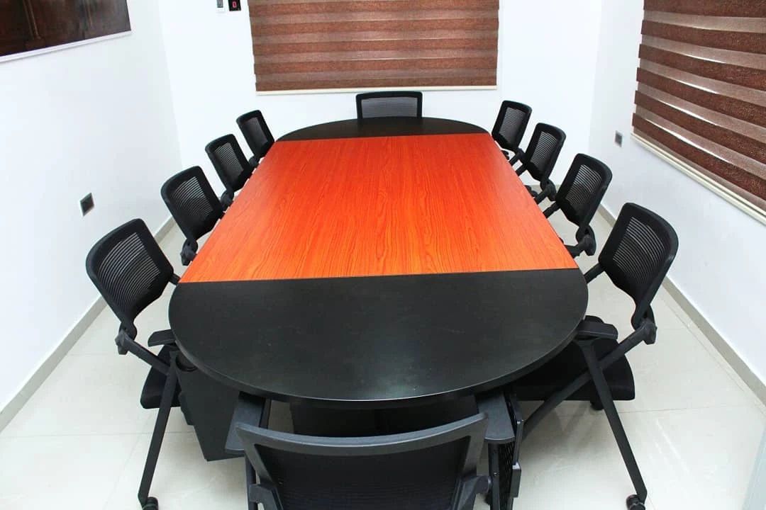Conference table ready for a team meeting